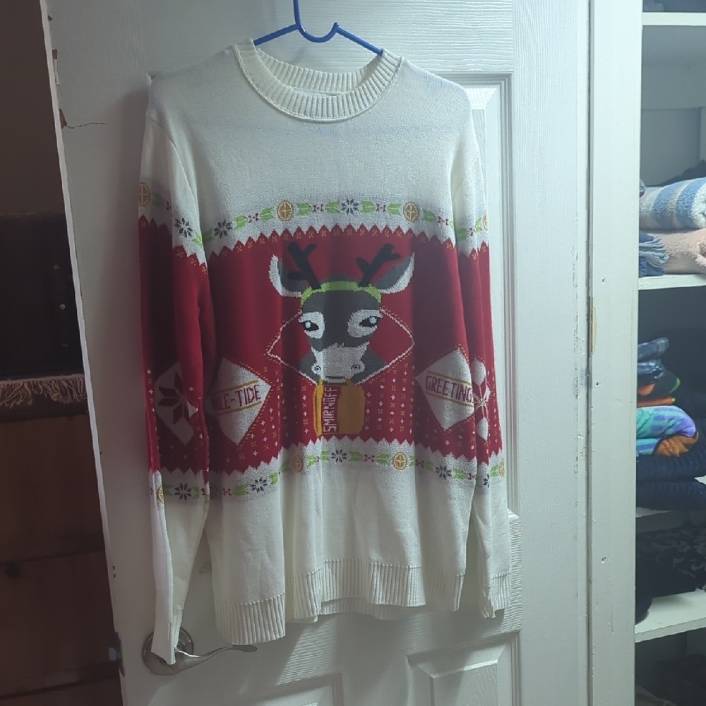 Festive Reindeer Sweater - White and Red